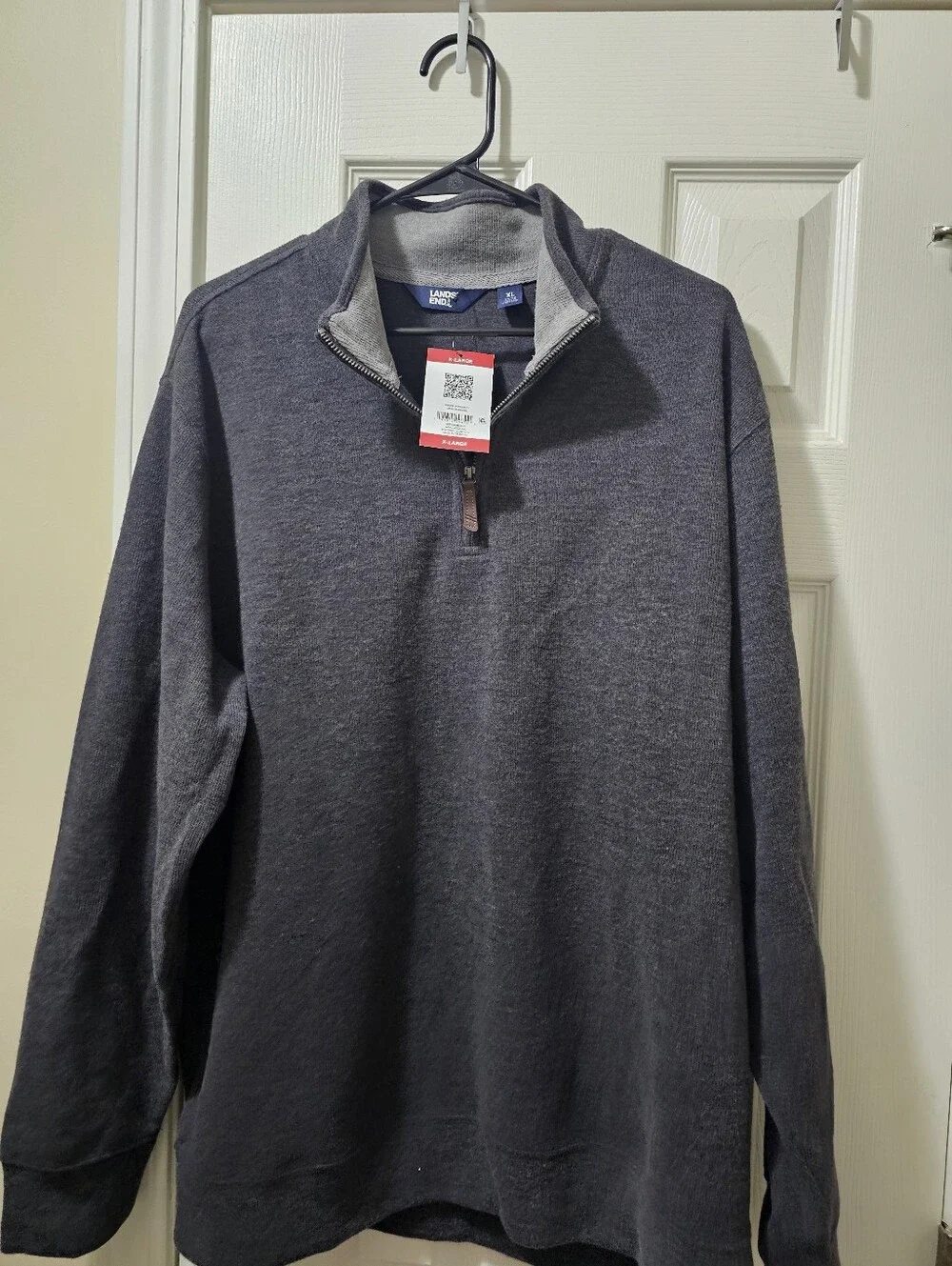 Mens Lands End Quarter Zip Rib Pullover